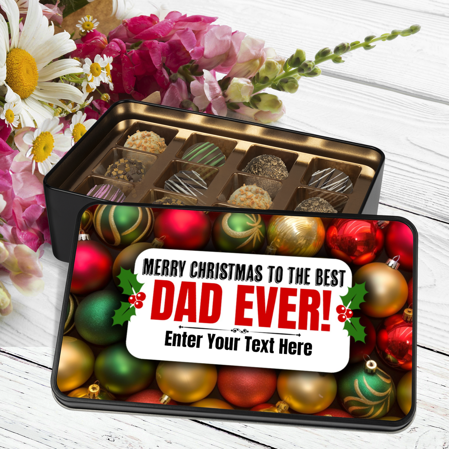 Merry Christmas To The Best Dad Ever Handmade Chocolates In A Personalized Keepsake Tin