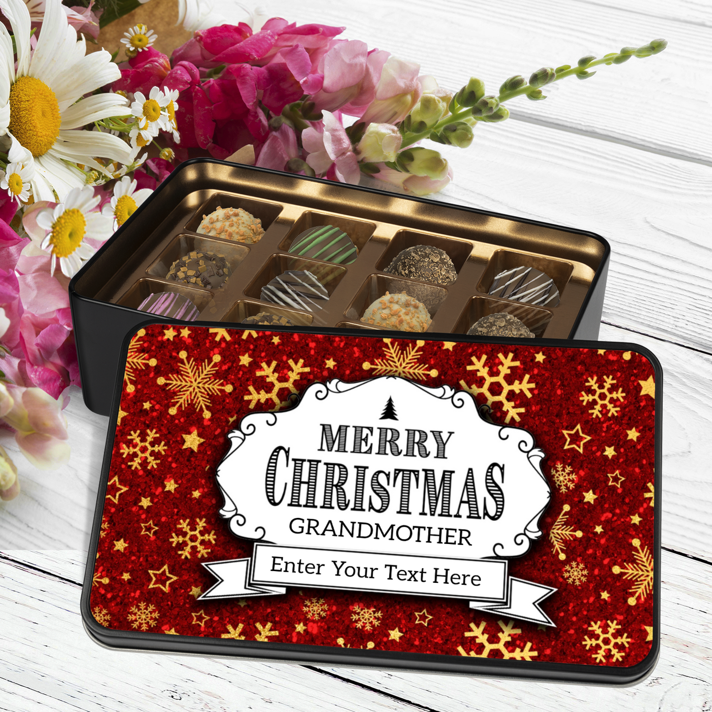 Merry Christmas Grandmother Handmade Chocolates In A Personalized Keepsake Tin