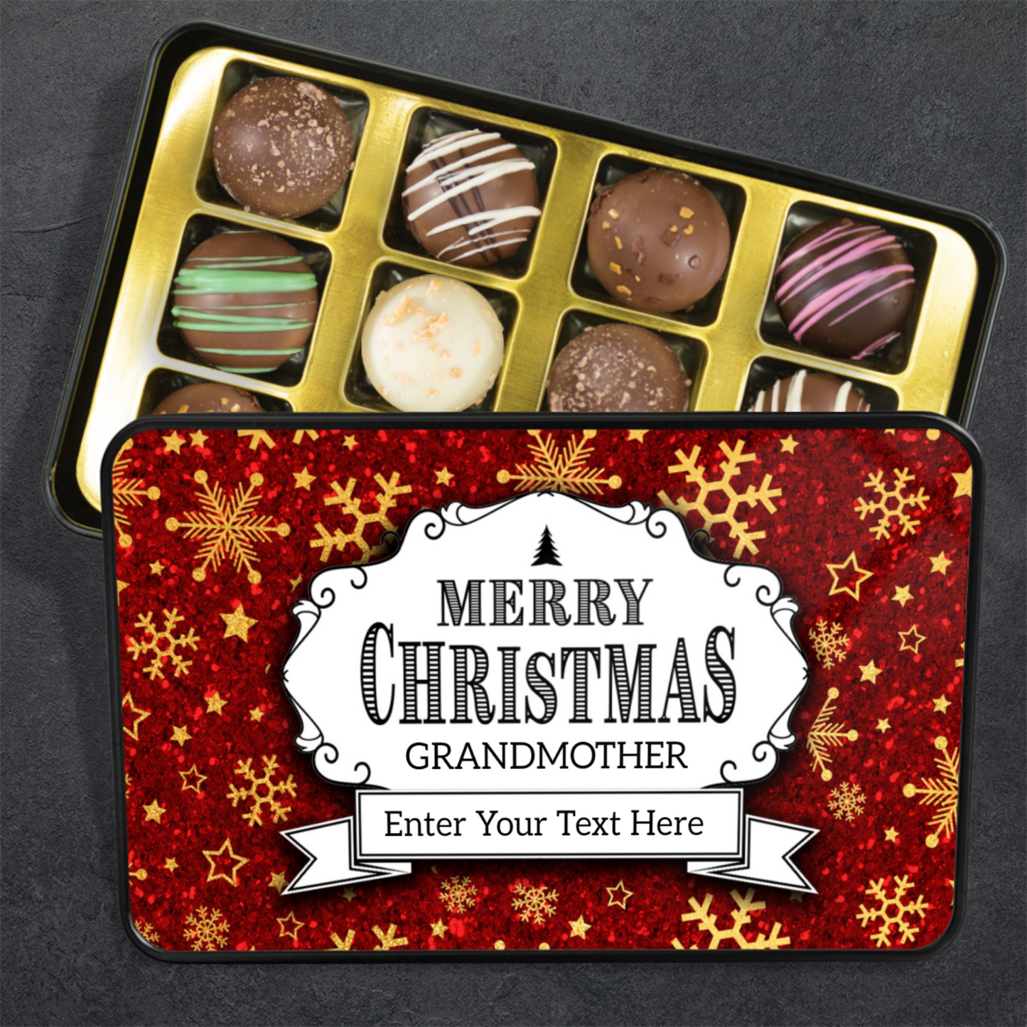 Merry Christmas Grandmother Handmade Chocolates In A Personalized Keepsake Tin