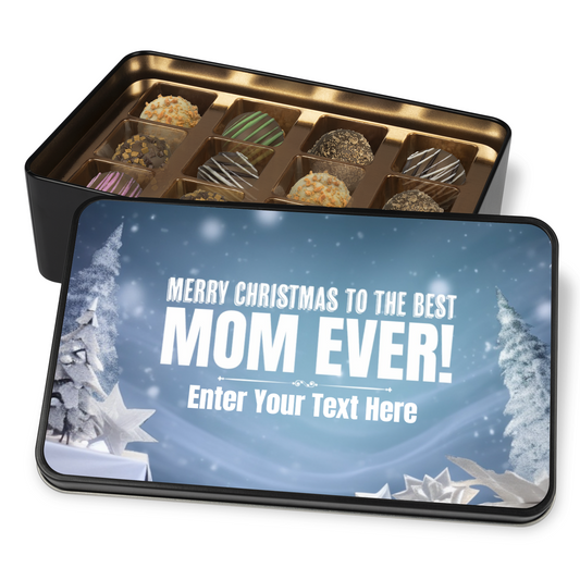 Merry Christmas To The Best Mom Ever Handmade Chocolates In A Personalized Keepsake Tin