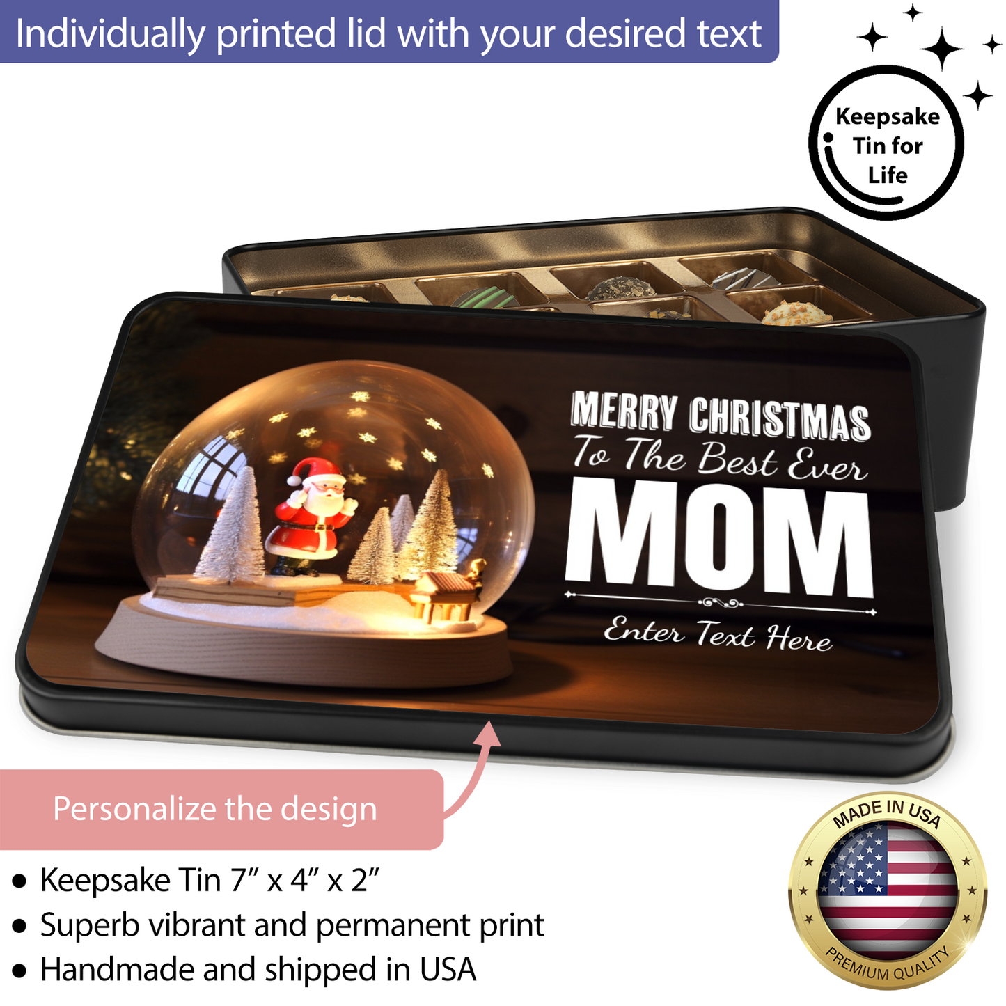 Merry Christmas To The Best Mom Ever Handmade Chocolates In A Personalized Keepsake Tin