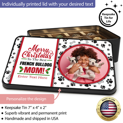 Merry Christmas To The Best French Bulldog Mom Handmade Chocolates In A Personalized Keepsake Tin