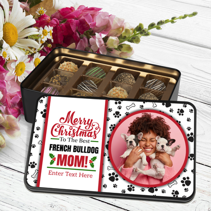 Merry Christmas To The Best French Bulldog Mom Handmade Chocolates In A Personalized Keepsake Tin