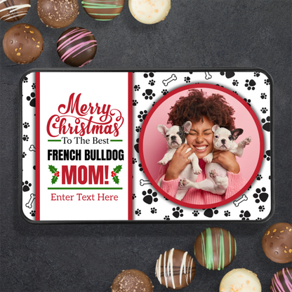 Merry Christmas To The Best French Bulldog Mom Handmade Chocolates In A Personalized Keepsake Tin