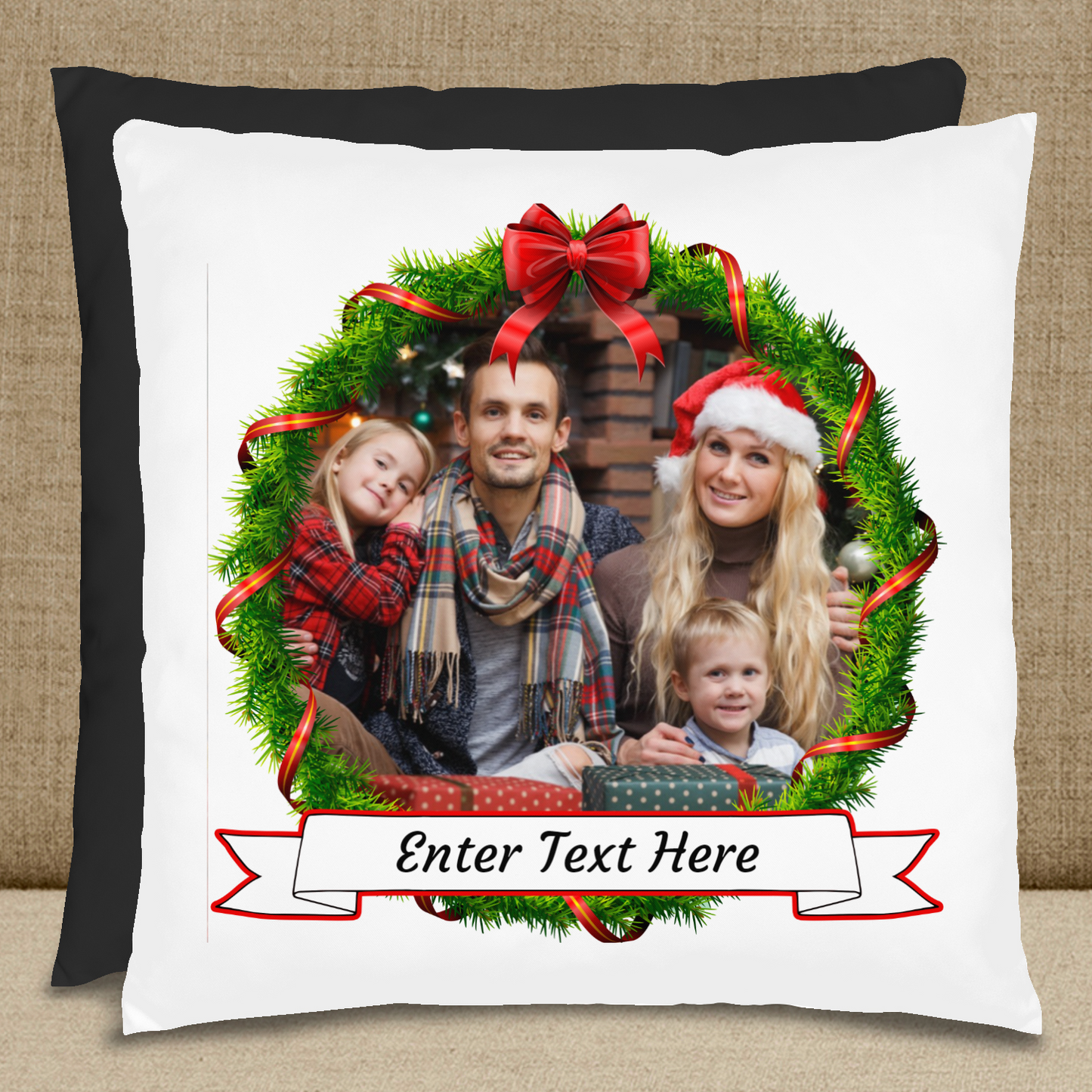 Personalized Christmas Family Photo Pillow