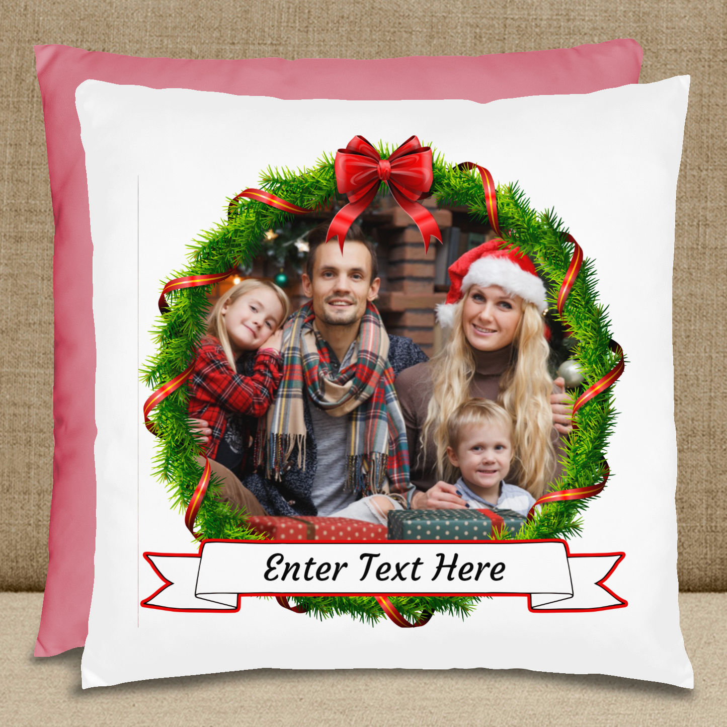 Personalized Christmas Family Photo Pillow