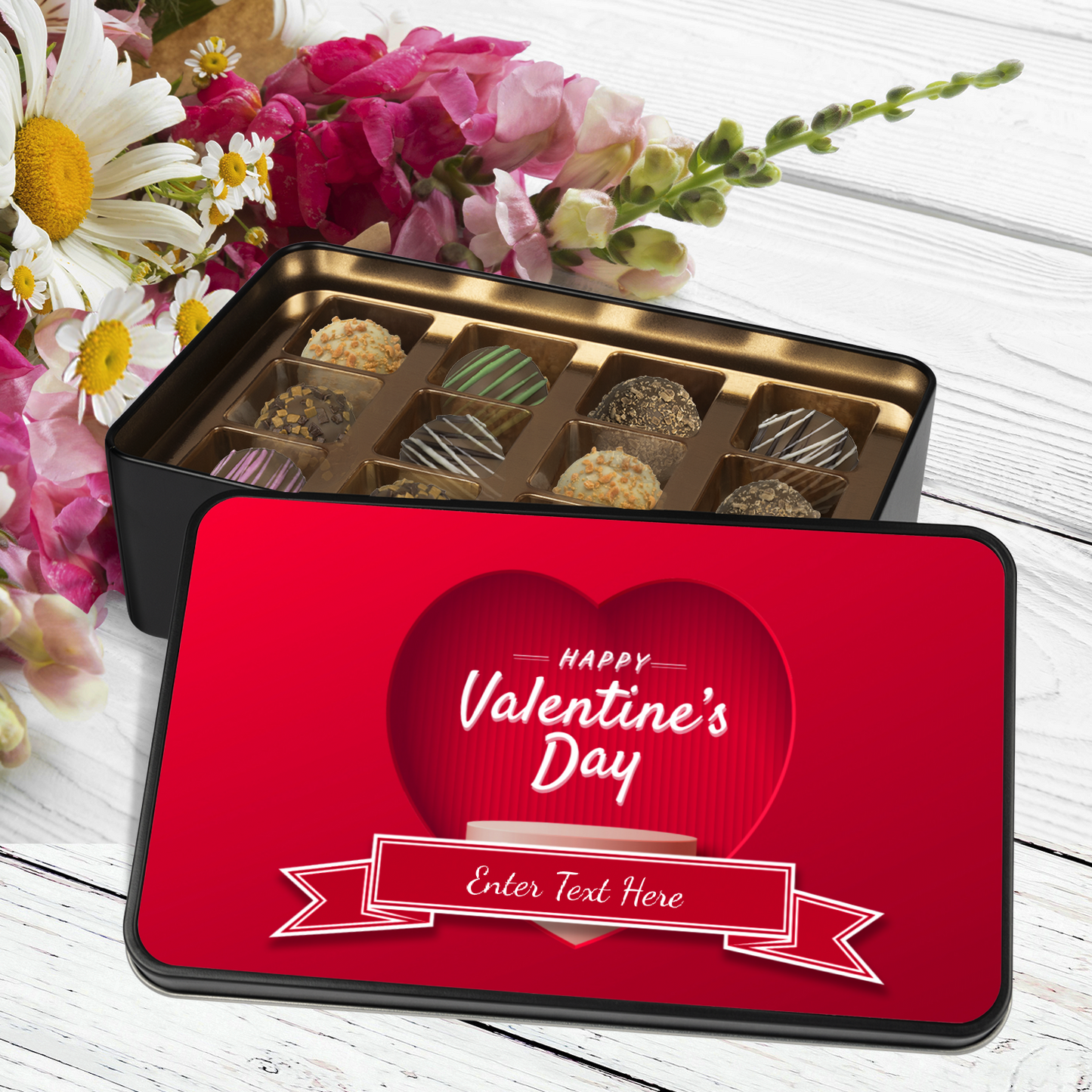 Happy Valentines Day Tin Of Handmade Chocolates