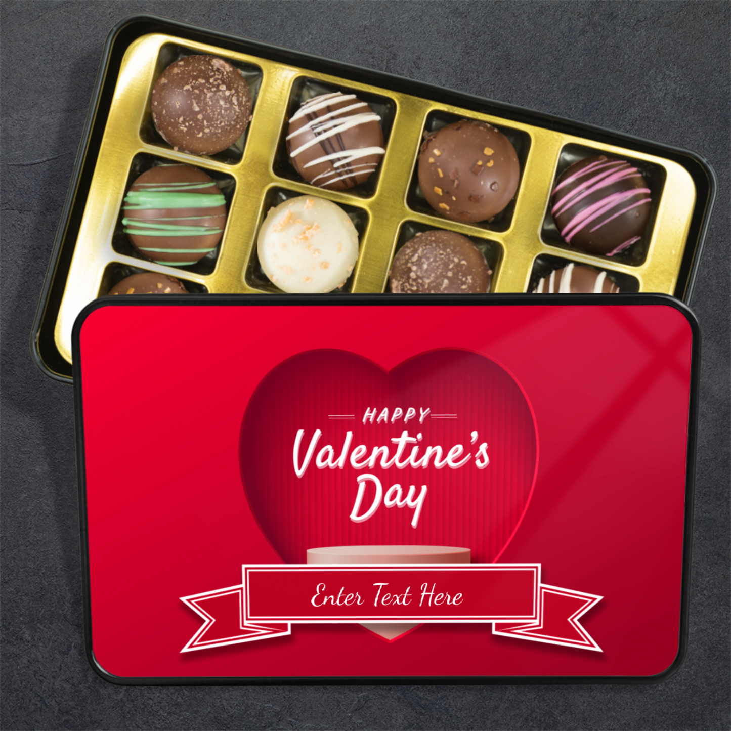 Happy Valentines Day Tin Of Handmade Chocolates