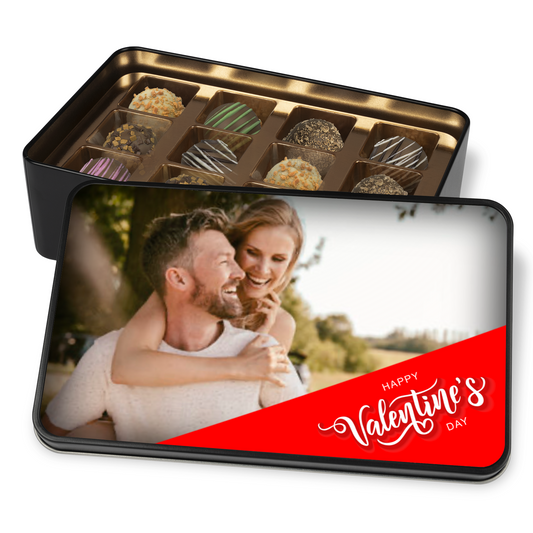 Happy Valentines Day Photo Upload Tin of Handmade Chocolates