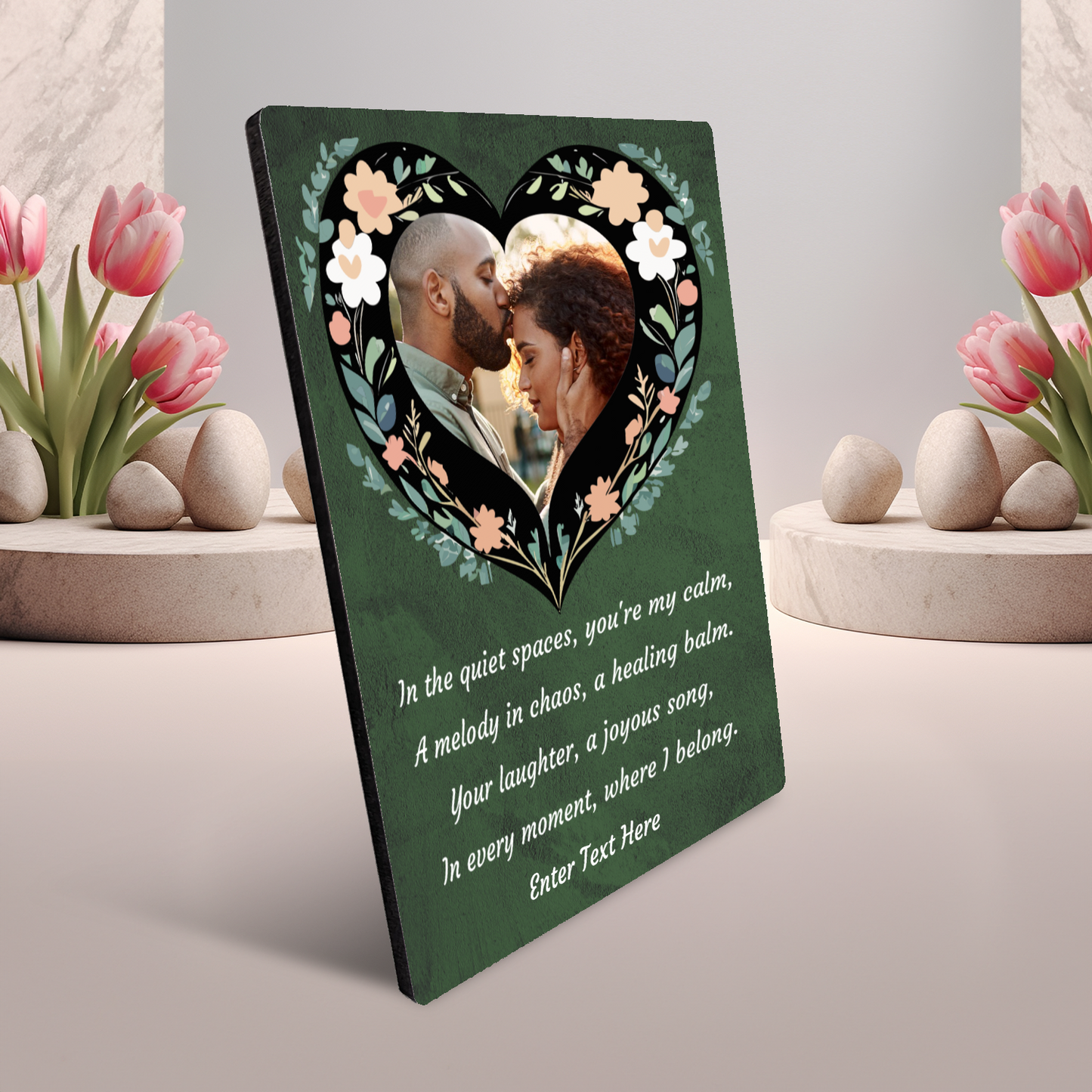 Green Floral Heart Photo Panel