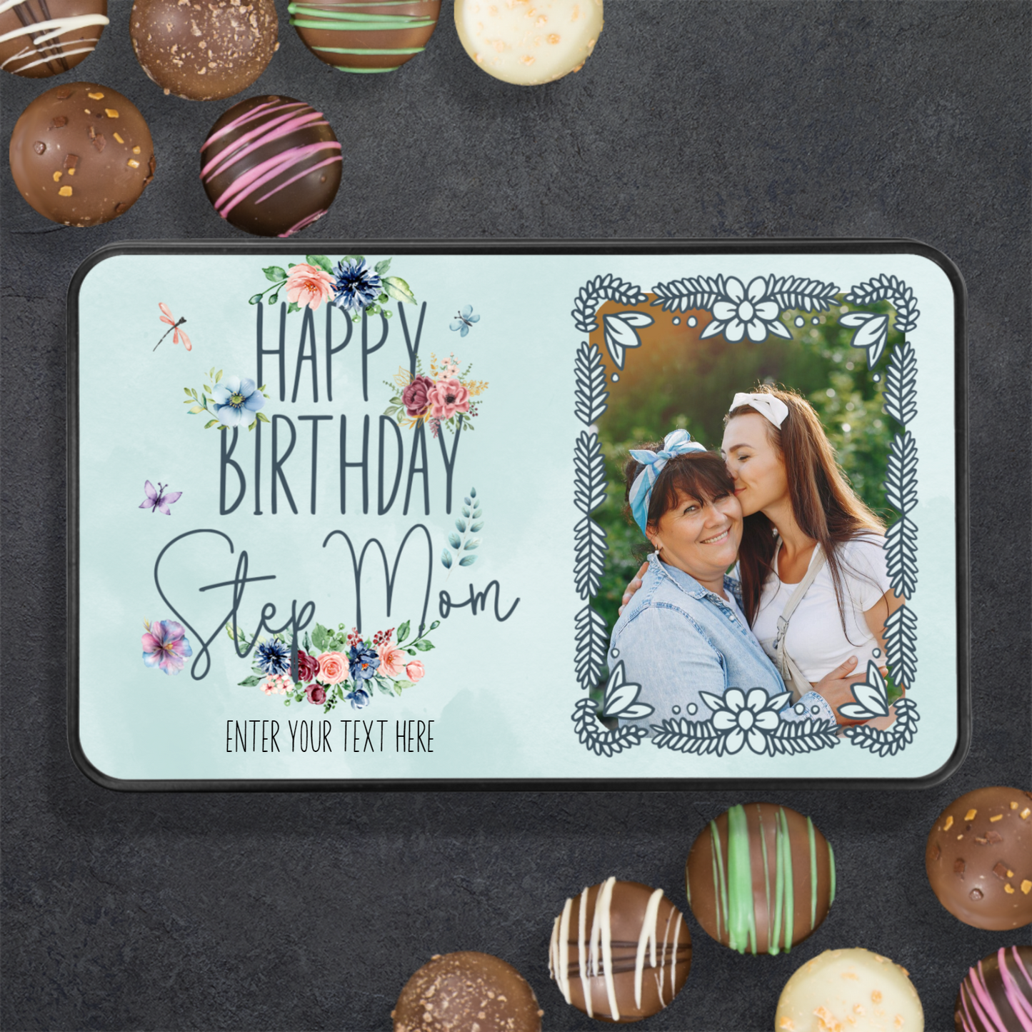 Happy Birthday Step Mom Handmade Chocolates In A Personalized Keepsake Tin