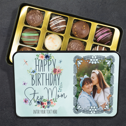 Happy Birthday Step Mom Handmade Chocolates In A Personalized Keepsake Tin