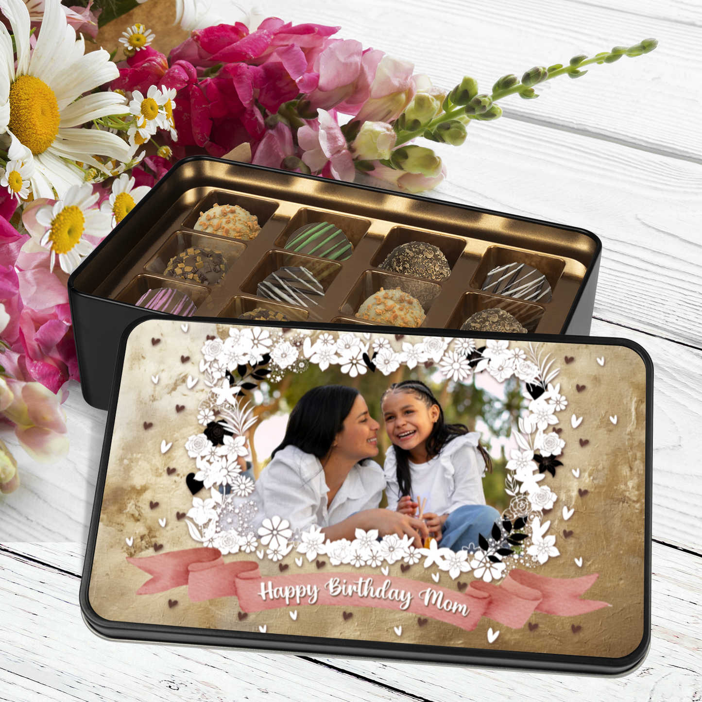 Happy Birthday Mom Handmade Chocolates In A Personalized Keepsake Tin