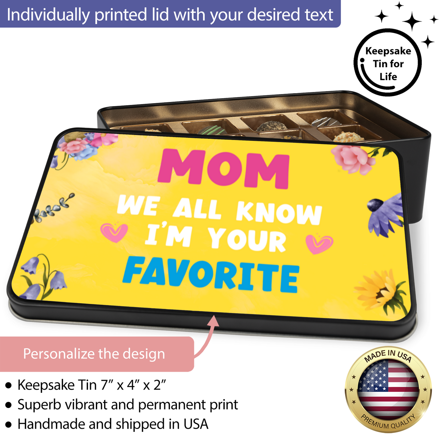 Mom I'm Your Favorite Handmade Chocolates In A Keepsake Tin