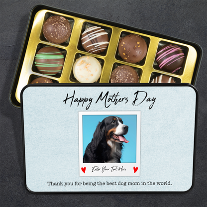 Happy Mothers Day From The Dog Handmade Chocolates In A Personalized Keepsake Tin