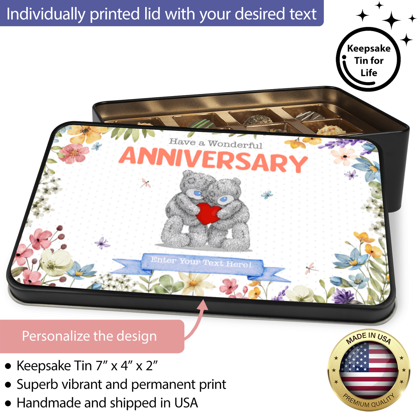 Happy Anniversary Mom & Dad Handmade Chocolates In A Personalized Keepsake Tin