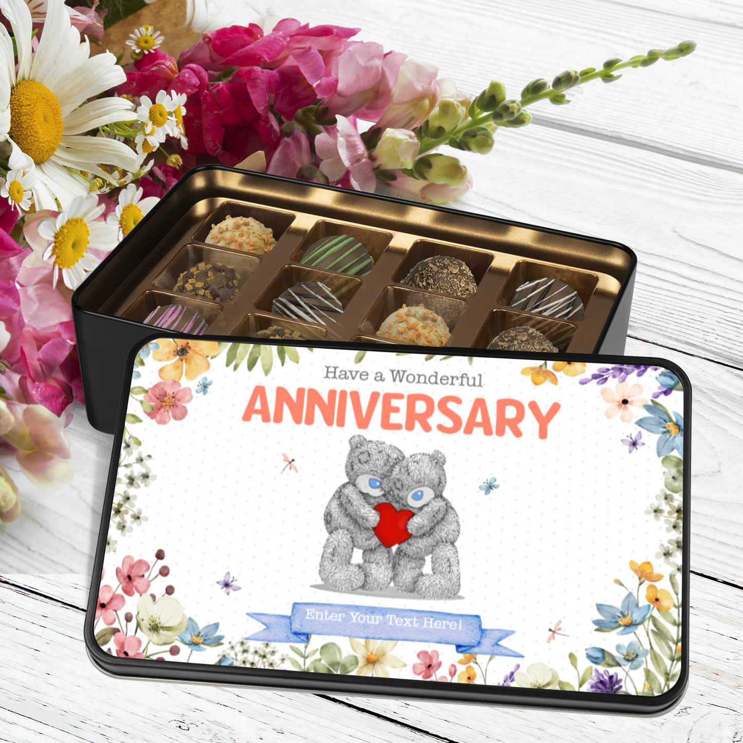 Happy Anniversary Mom & Dad Handmade Chocolates In A Personalized Keepsake Tin