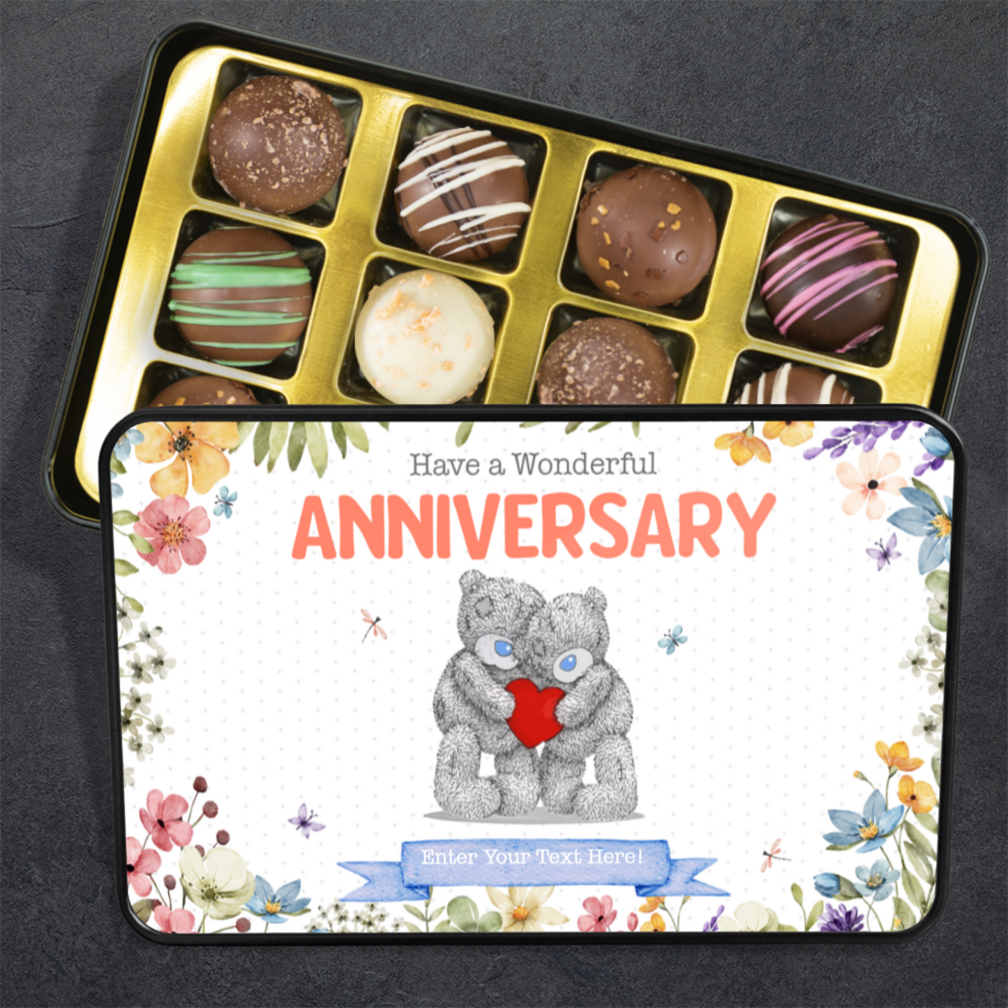 Happy Anniversary Mom & Dad Handmade Chocolates In A Personalized Keepsake Tin