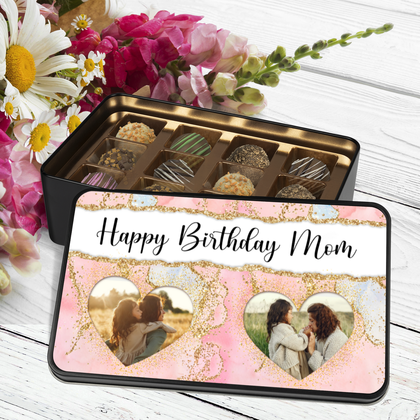 Happy Birthday Mom Handmade Chocolates In A Personalized Keepsake Tin