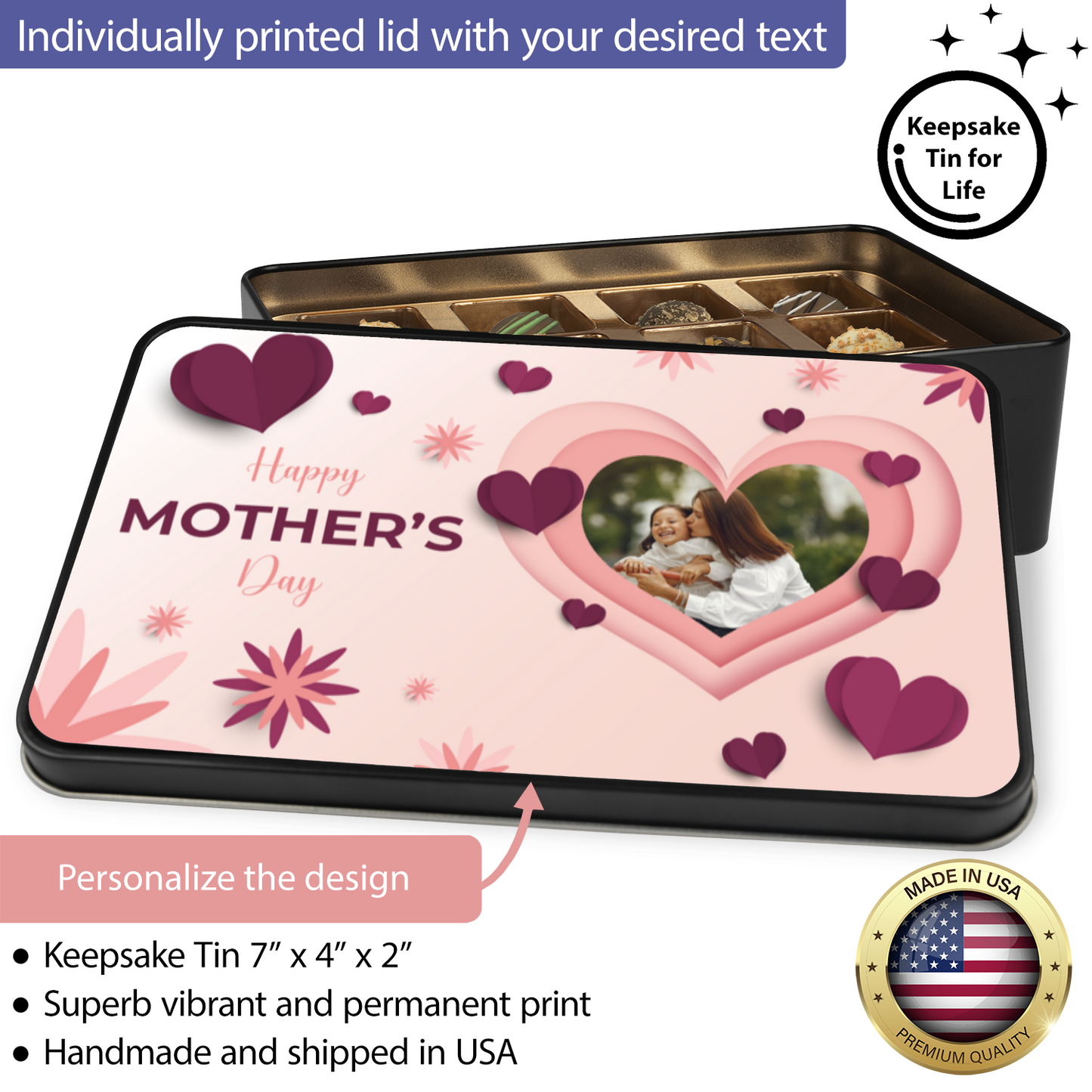 Happy Mothers Day Handmade Chocolates In A Personalized Keepsake Tin