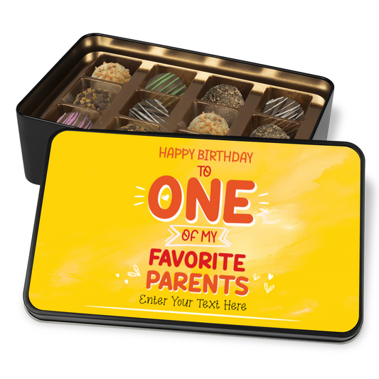 Happy Birthday To My Favorite Parent Handmade Chocolates In A Personalized Keepsake Tin