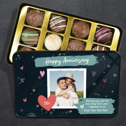 Happy Anniversary Handmade Chocolates In A Personalized Keepsake Tin