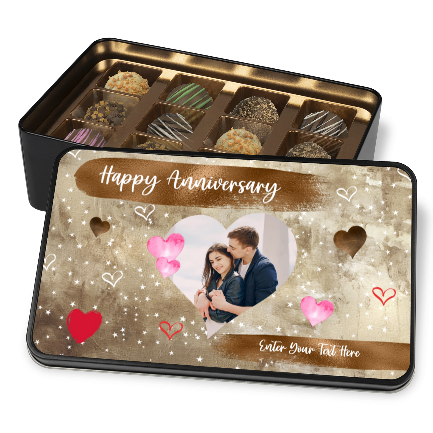 Happy Anniversary Keepsake Handmade Chocolates In A Personalized Keepsake Tin