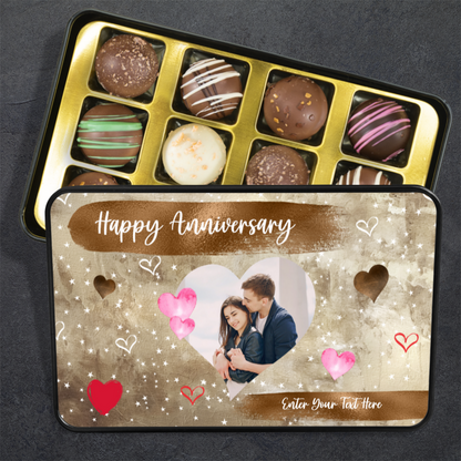 Happy Anniversary Keepsake Handmade Chocolates In A Personalized Keepsake Tin