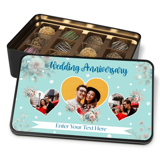 Happy Wedding Anniversary Handmade Chocolates In A Personalized Keepsake Tin