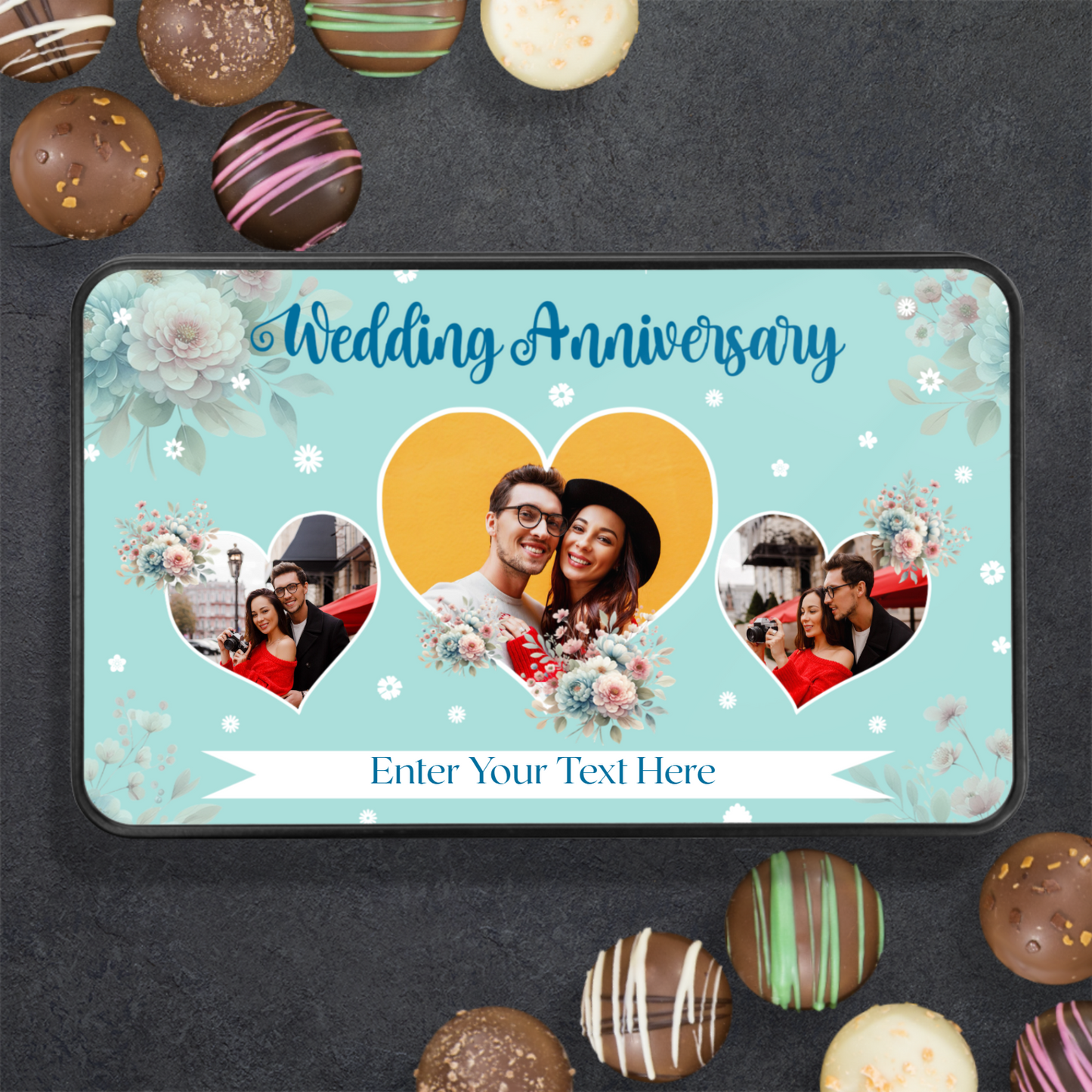 Happy Wedding Anniversary Handmade Chocolates In A Personalized Keepsake Tin