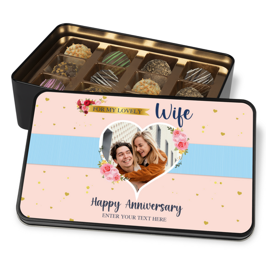 Happy Anniversary To My Lovely Wife Handmade Chocolates In A Personalized Keepsake Tin