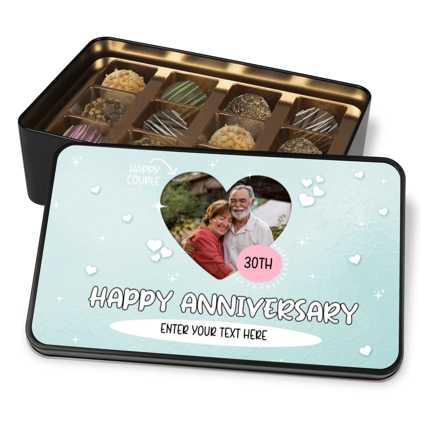 Happy Anniversary Handmade Chocolates In A Personalized Keepsake Tin