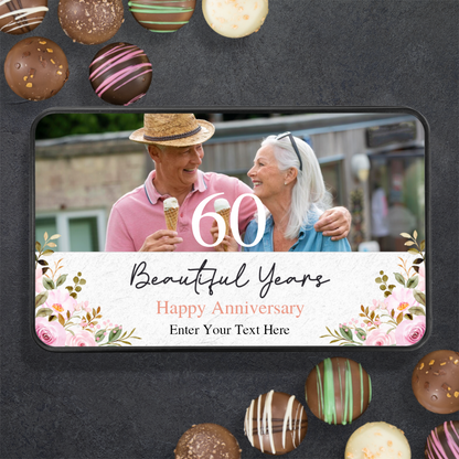 60 Beautiful Years  Keepsake Tin Of 12 Luxury Chocolates With Personalized Text Number & Photo Upload