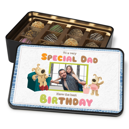 To A Very Special Dad Keepsake Tin Of 12 Luxury Handmade Chocolates With Personalized Photo Upload