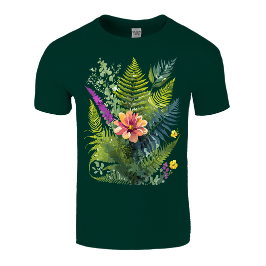 Colorful Ferns and Flowers Mother's Day T-Shirt