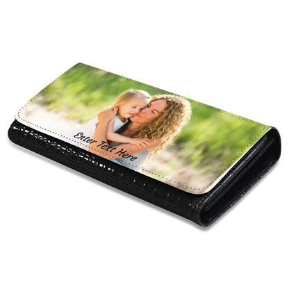 Personalized Photo Upload Faux Crocodile Skin Ladies Purse