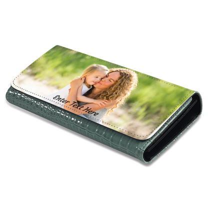 Personalized Photo Upload Faux Crocodile Skin Ladies Purse