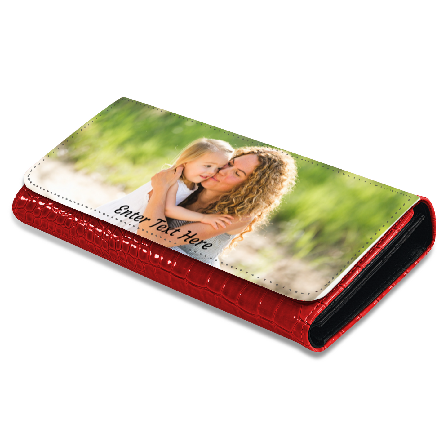 Personalized Photo Upload Faux Crocodile Skin Ladies Purse