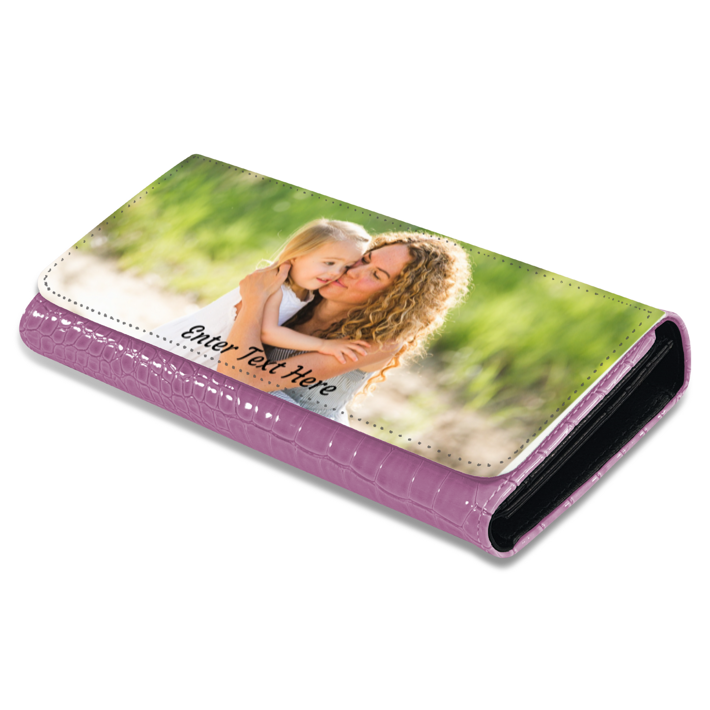Personalized Photo Upload Faux Crocodile Skin Ladies Purse