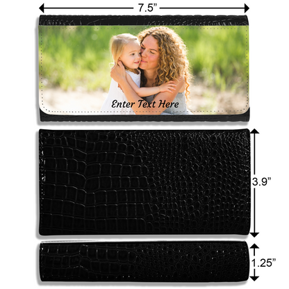 Personalized Photo Upload Faux Crocodile Skin Ladies Purse