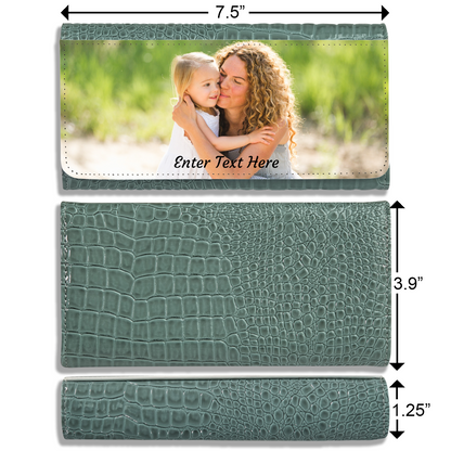 Personalized Photo Upload Faux Crocodile Skin Ladies Purse