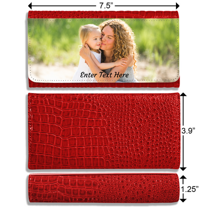Personalized Photo Upload Faux Crocodile Skin Ladies Purse