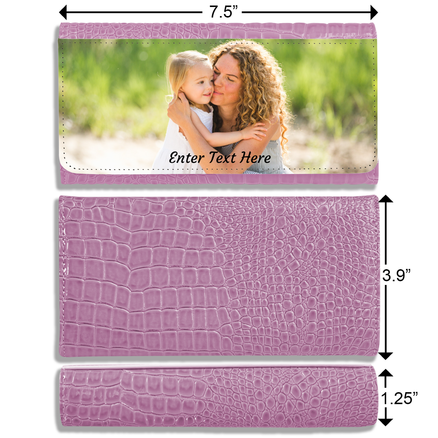 Personalized Photo Upload Faux Crocodile Skin Ladies Purse