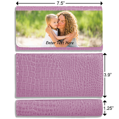 Personalized Photo Upload Faux Crocodile Skin Ladies Purse