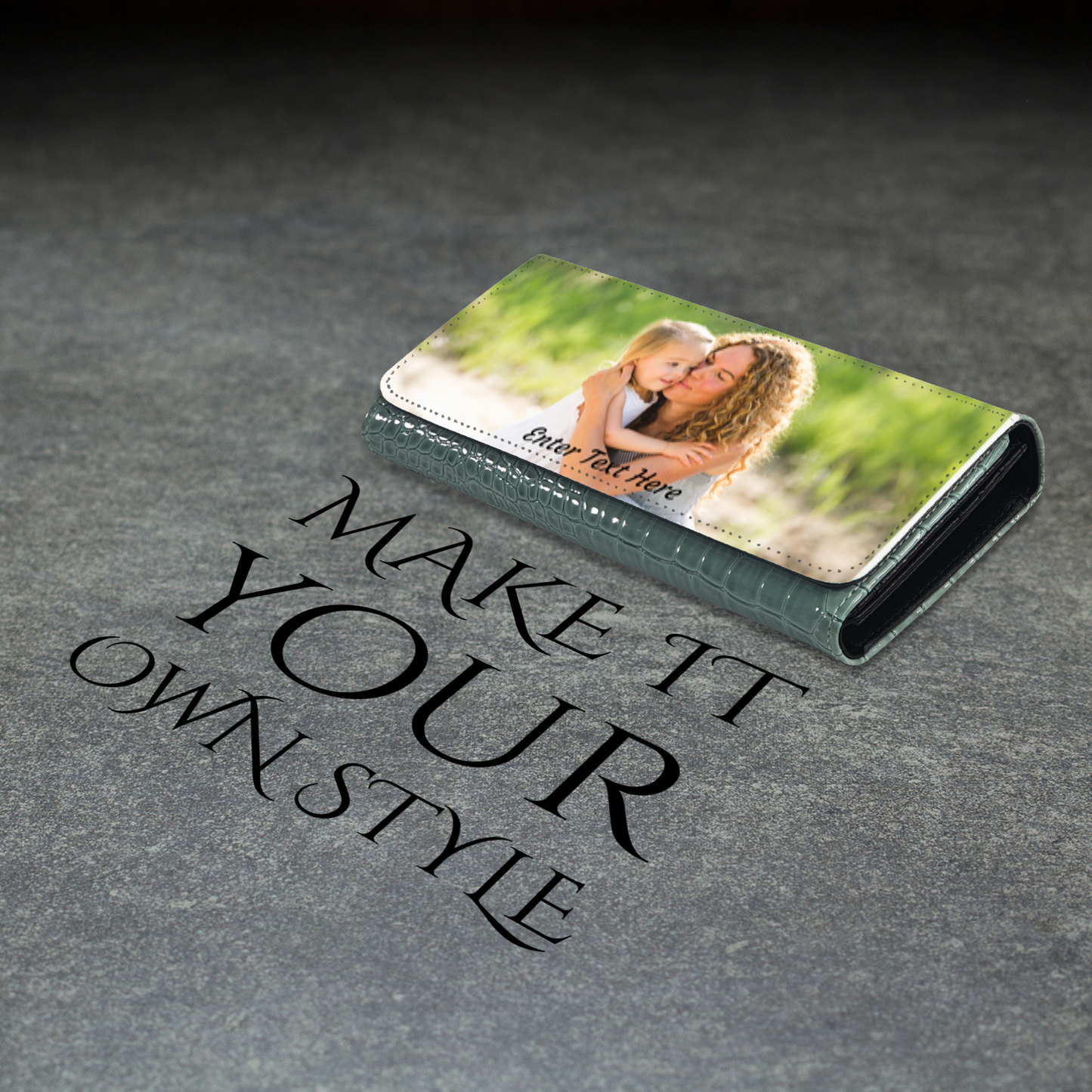 Personalized Photo Upload Faux Crocodile Skin Ladies Purse