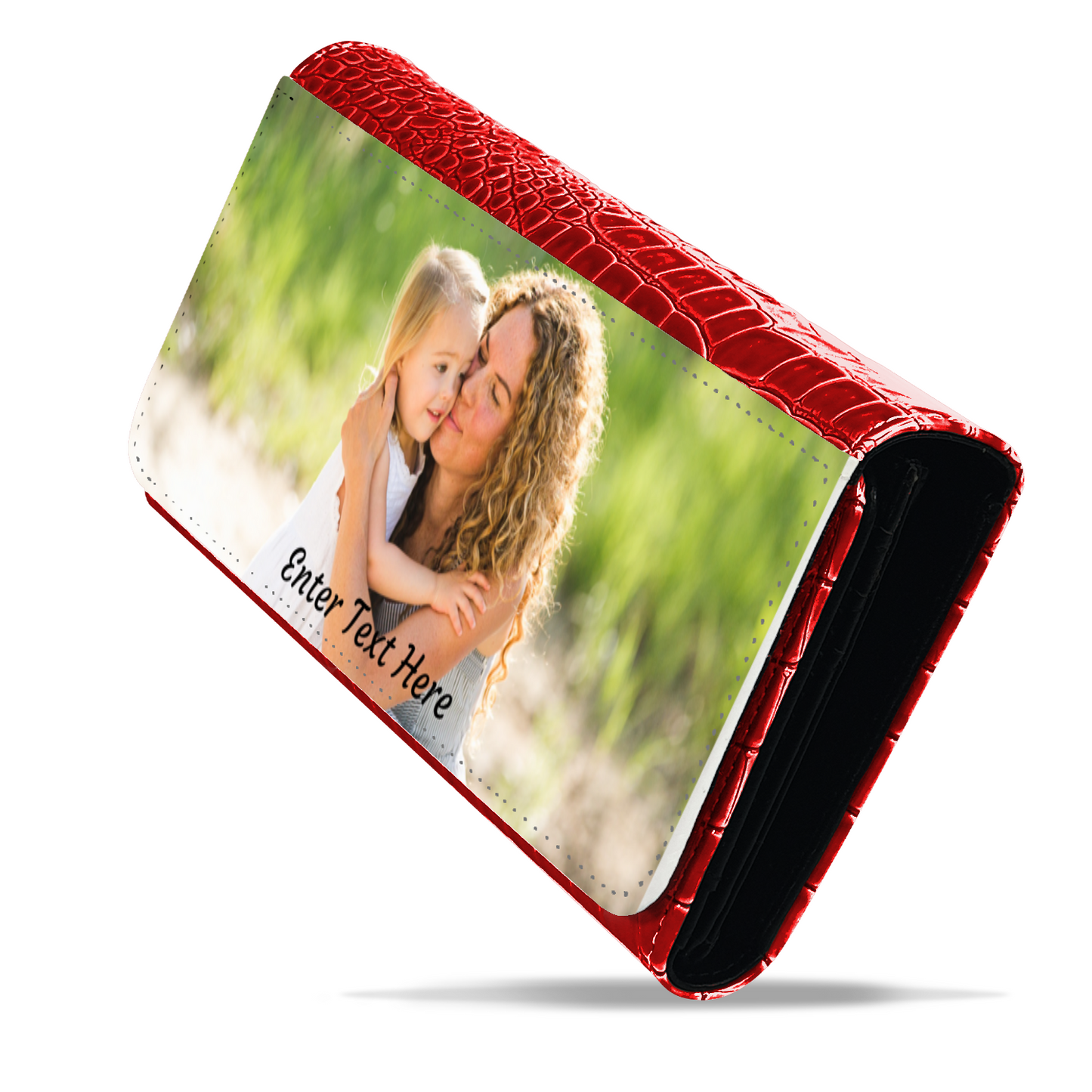 Personalized Photo Upload Faux Crocodile Skin Ladies Purse