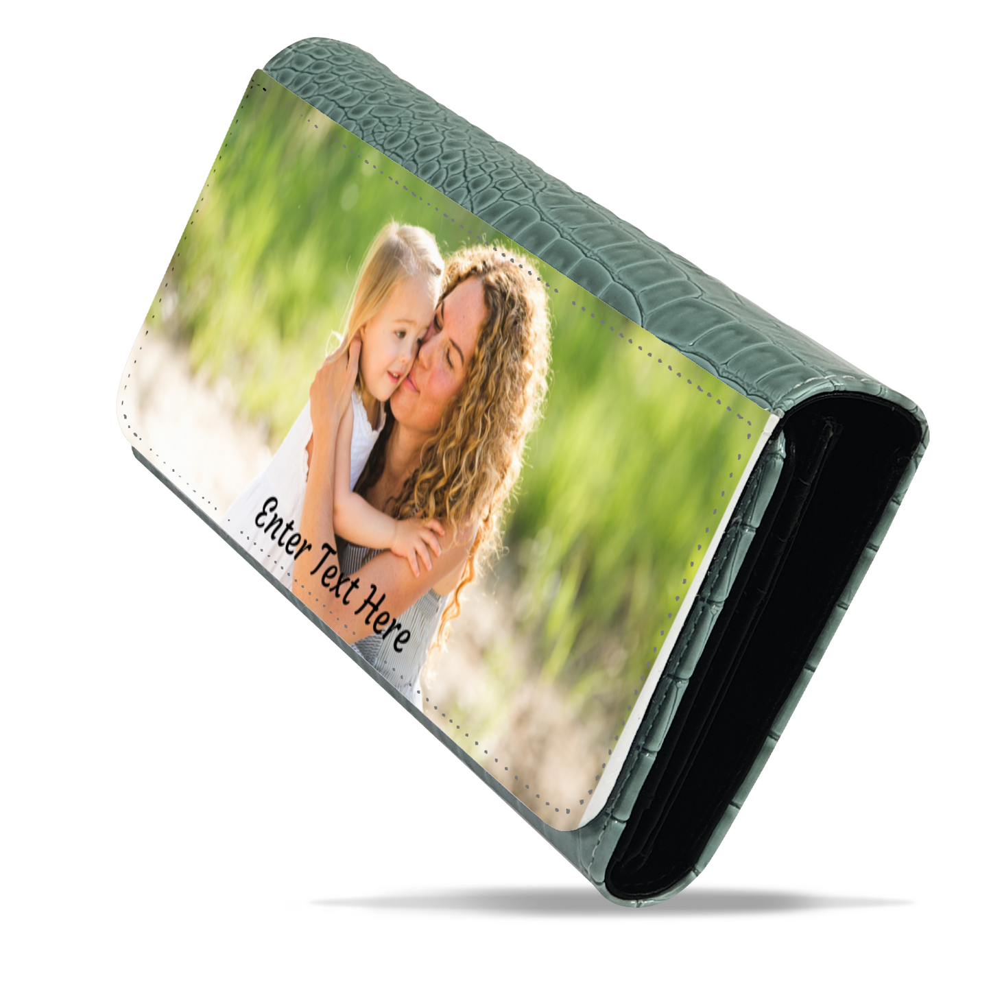 Personalized Photo Upload Faux Crocodile Skin Ladies Purse