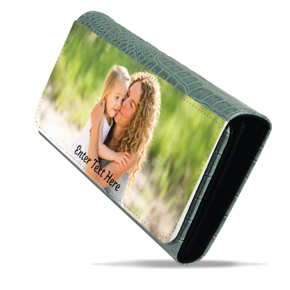 Personalized Photo Upload Faux Crocodile Skin Ladies Purse