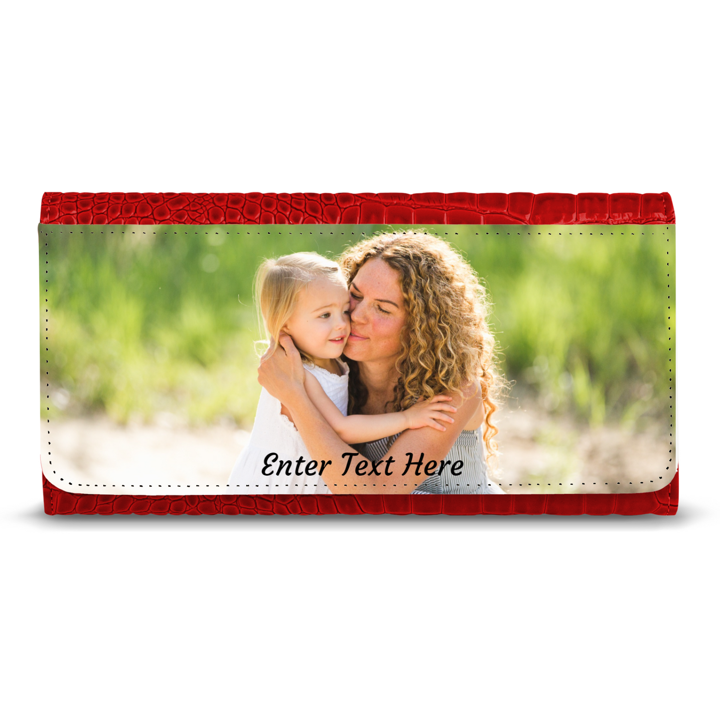 Personalized Photo Upload Faux Crocodile Skin Ladies Purse