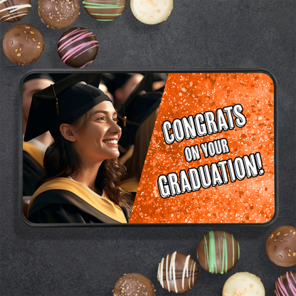 Congrats On Your Graduation Orange Tin Of Handmade Truffles